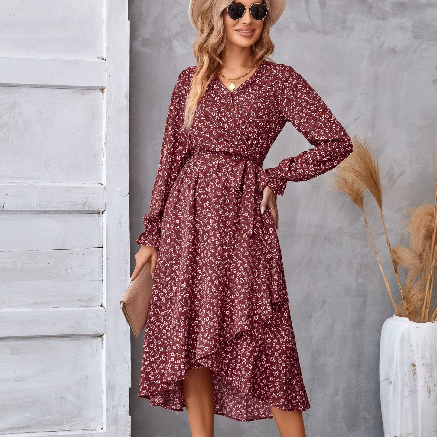 Printed AutumnWinter Long-Sleeve Dress For Women