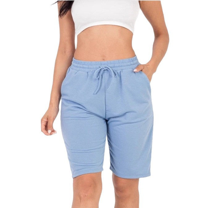 Womens High-waisted Drawstring Workout Shorts