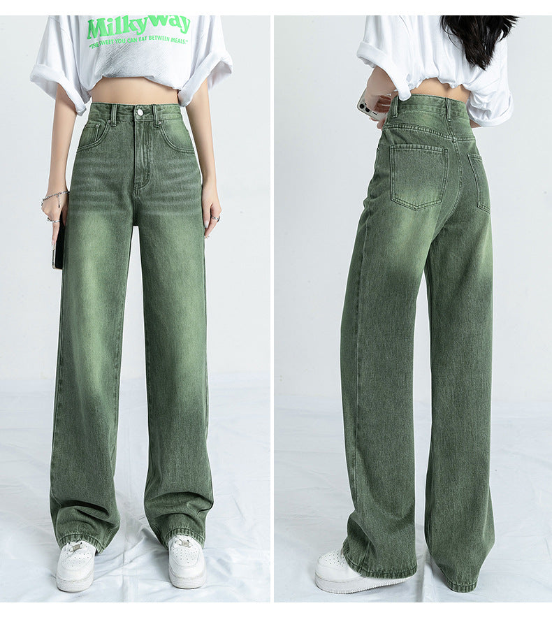 Women's High Waist American Style Straight Retro Jeans