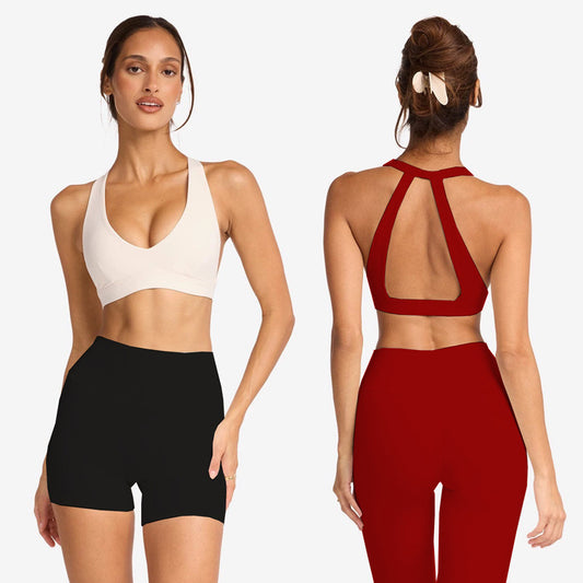 With Chest Pad Chest Wrap Backless Bra High-waist Quick-drying Exercise Workout Training Trousers