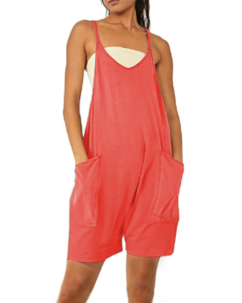 Women's Casual Zipper Pocket Jumpsuit Overalls