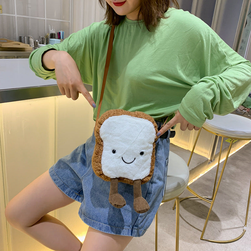 Toast Bread Plush Funny And Cute Messenger Bag
