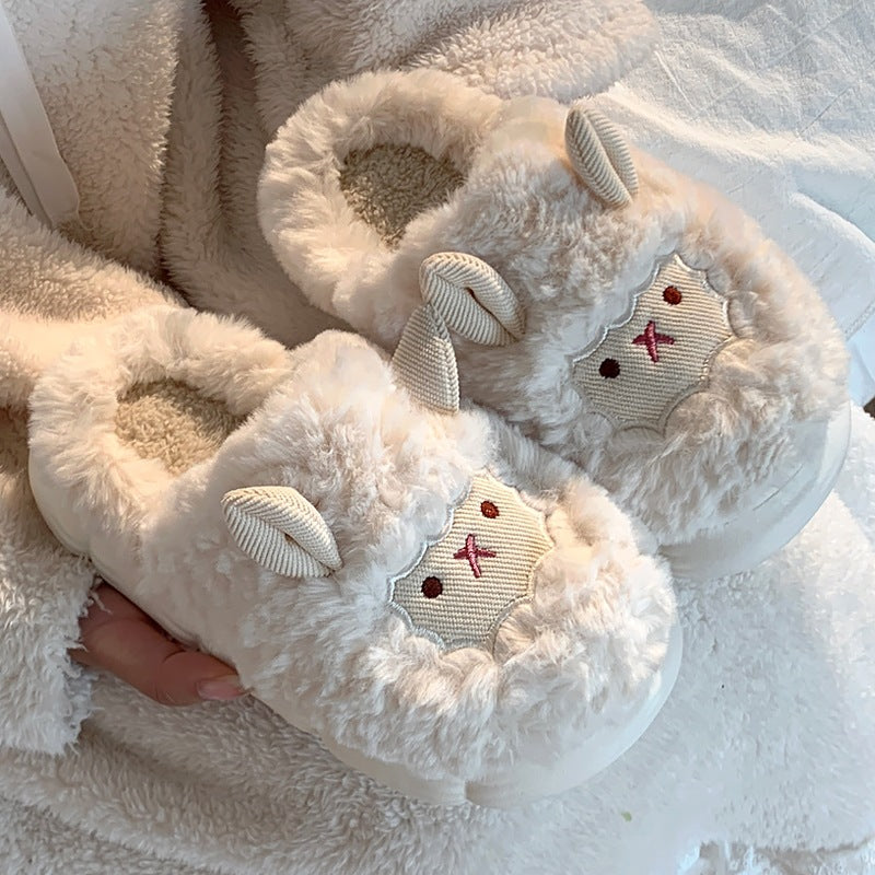 Cute Little Sheep Cotton Slippers Ladies