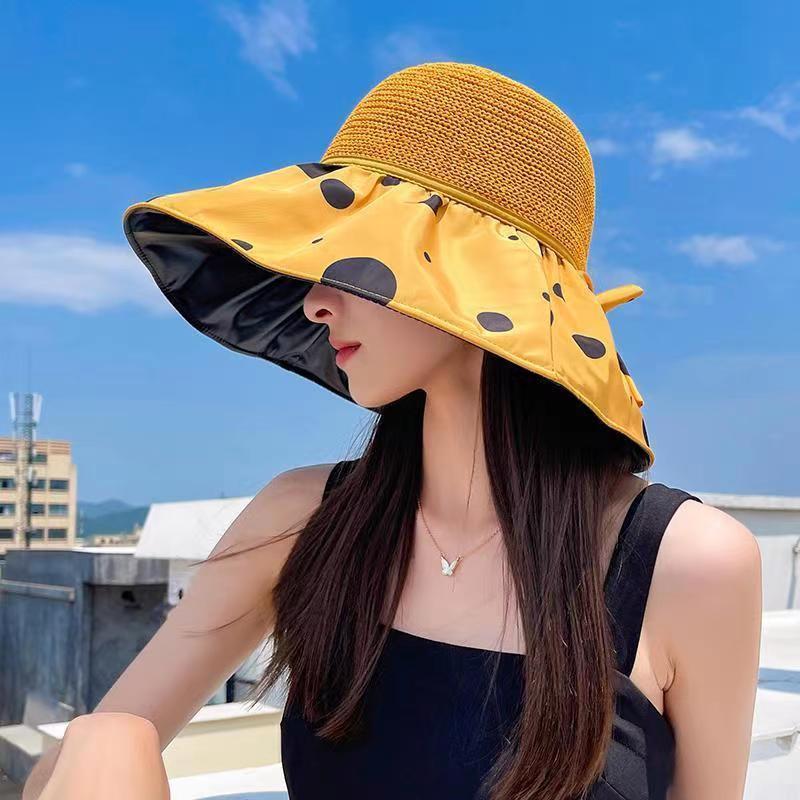 Women's Fashion Black Rubber Hollow Sunshade Fisherman's Hat