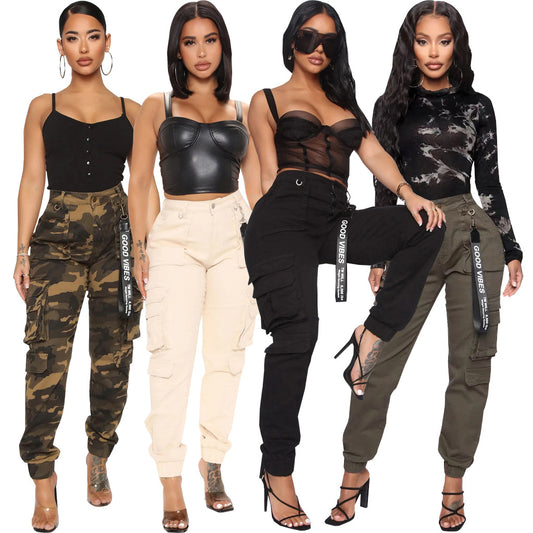 Mode Slim Fit Camouflage Komfortable Fritidsbukser med Tilspidsede Ben og Stræk
