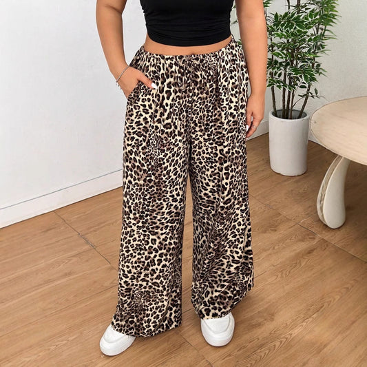 Women's Loose Casual Leopard Print Trousers