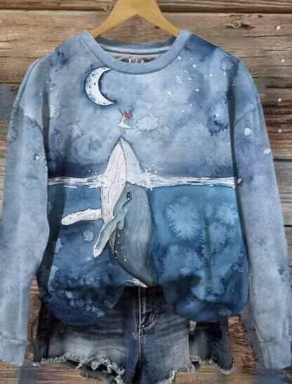 Unisex sweatshirt med printet rund hals