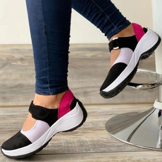 Round Head Casual Velcro Solid Color Low Top