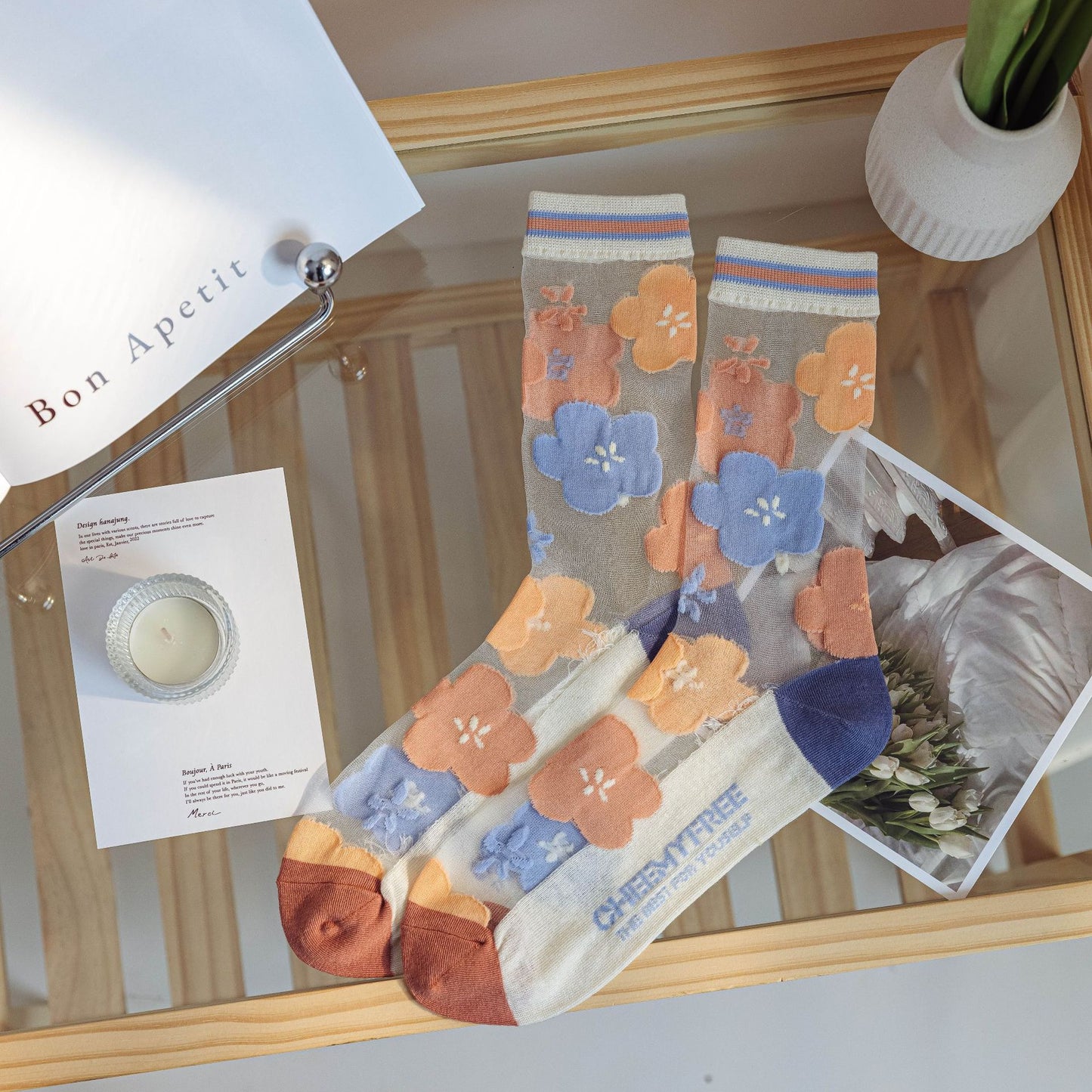 Cute Japanese Shattered Glass Silk Stockings