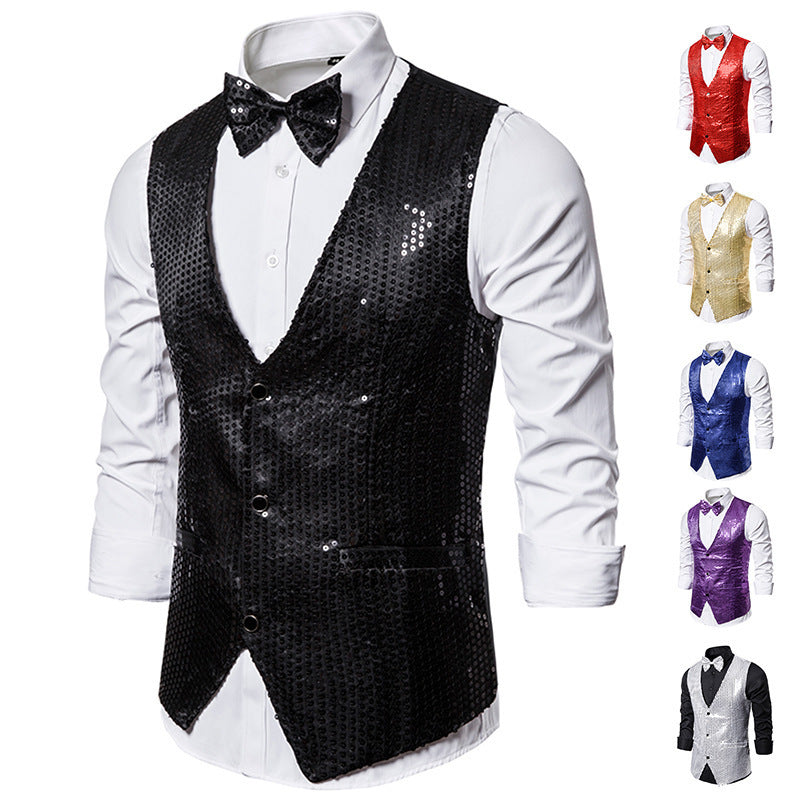 Men's Sequined Vest Performance Dress Jacket
