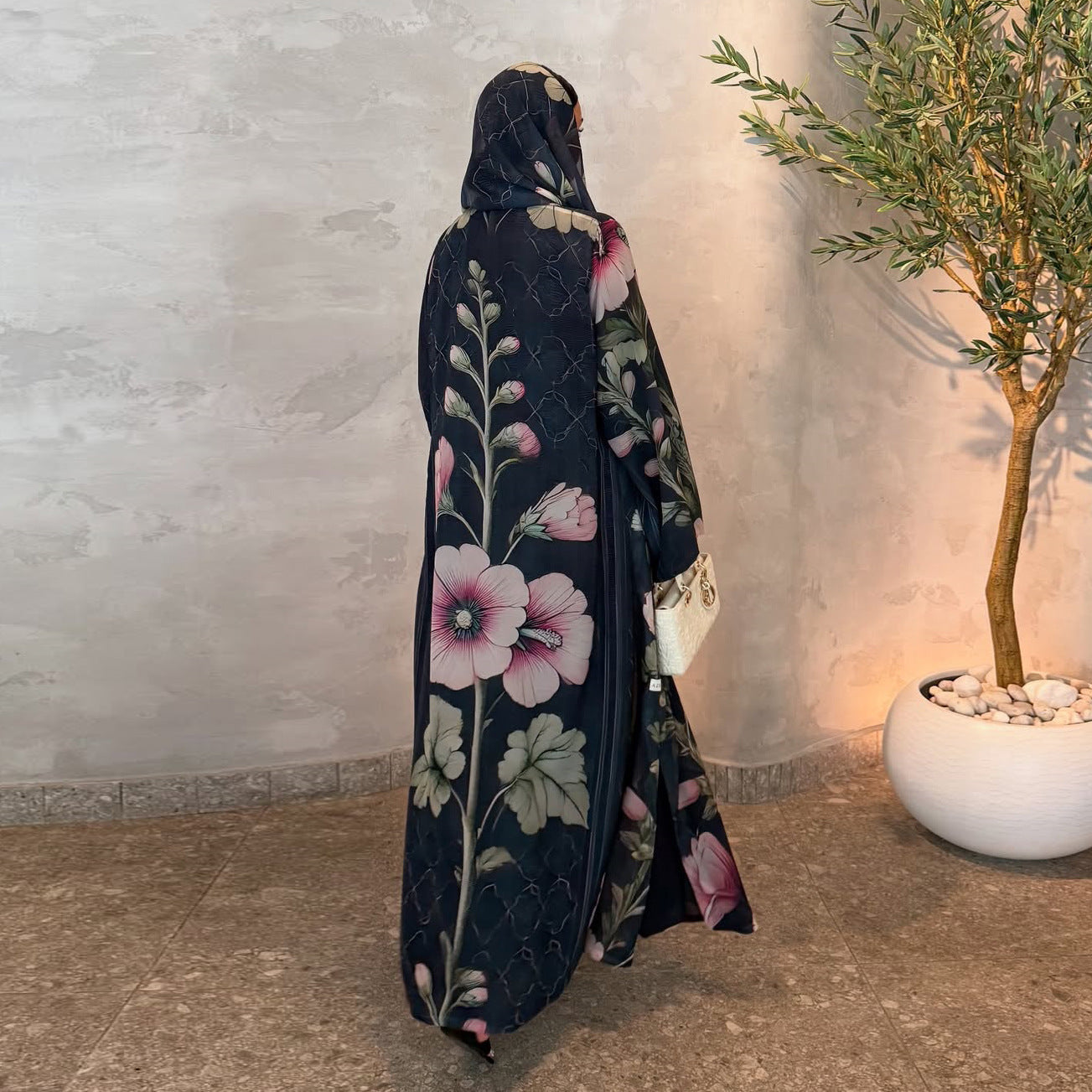Middle Eastern Printed Robe-cardigan Headscarf Dubai