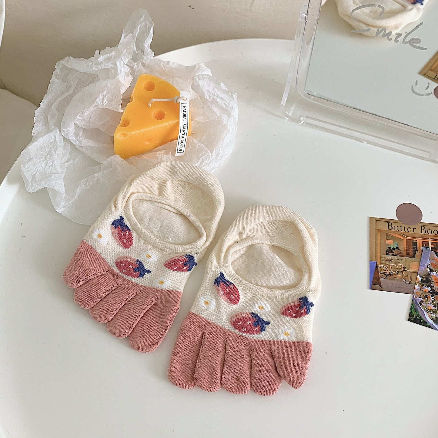 New Cute Cartoon Non-slip Breathable Five-toed Socks