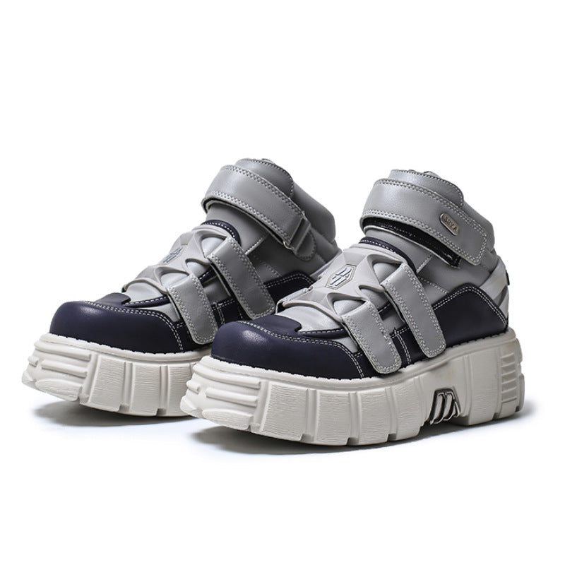 Spring And Autumn New Spanish Retro Punk Contrast Color Platform Thick Bottom Shoes