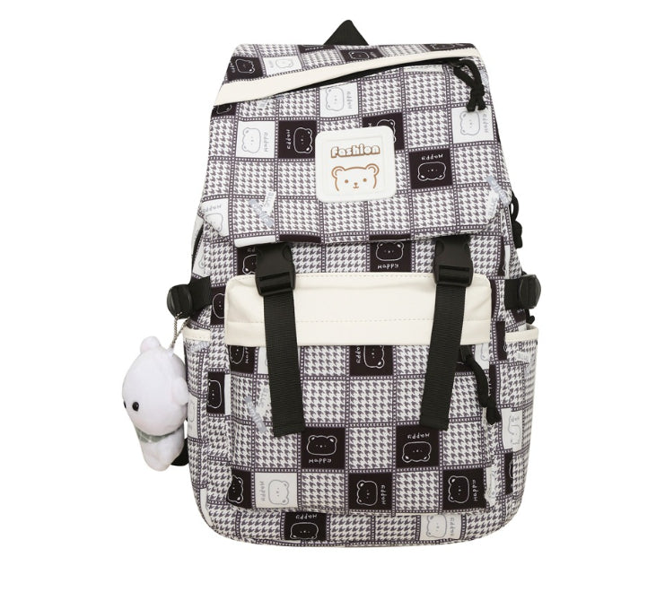 Checked Backpack Women's Large Capacity