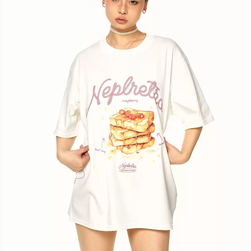 Retro Toast Printed Short-sleeved T-shirt For Women