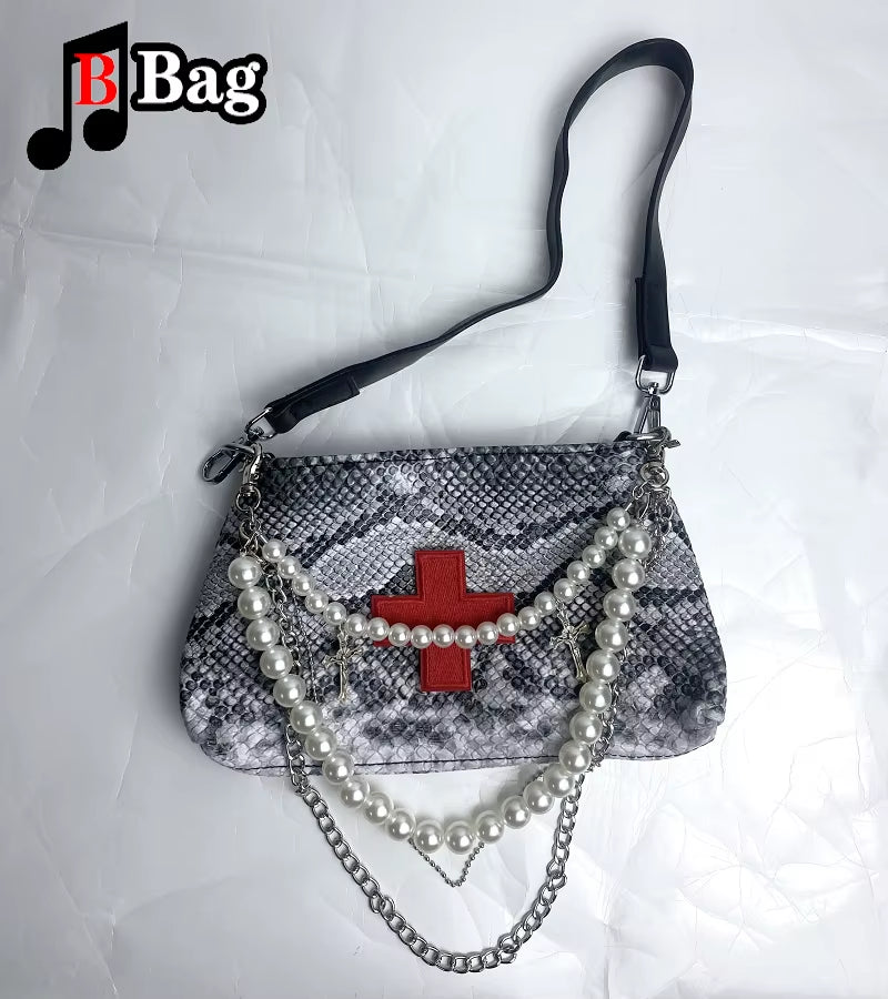 Women's Serpentine Pattern Shoulder Bag - Y2K Retro Harajuku Crossbody Messenger Satchel