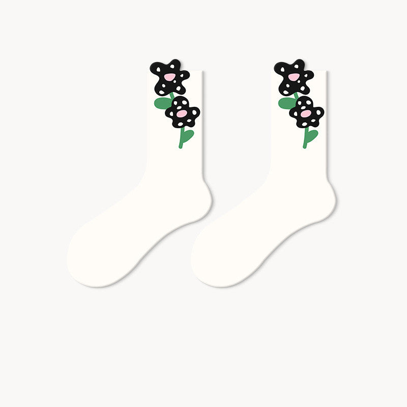 Japanese Lovely Flower Breathable Tube Socks