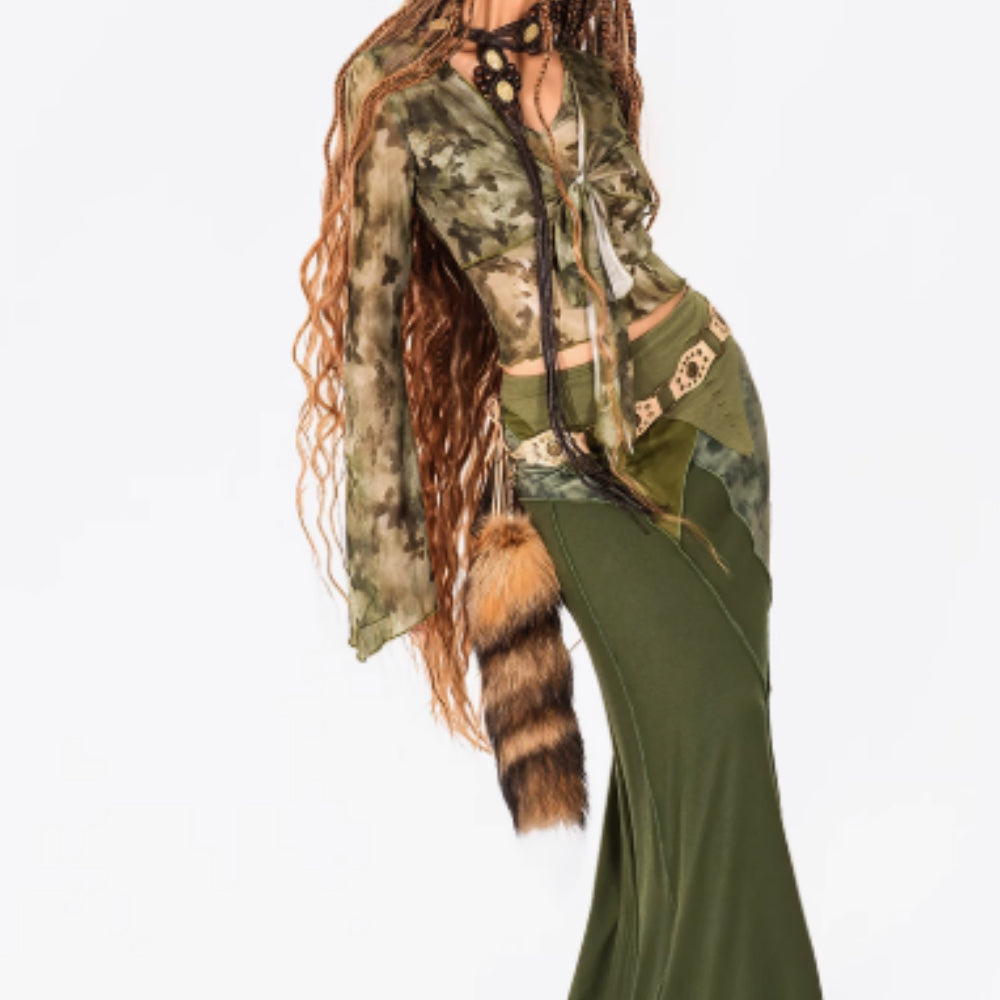 Nepal Vintage Half Length Long Skirt Women's Retro Patchwork