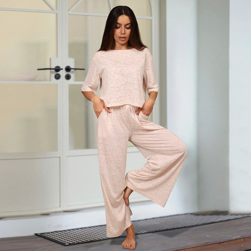 Loose Casual And Comfortable Womens Knit Loungewear Set