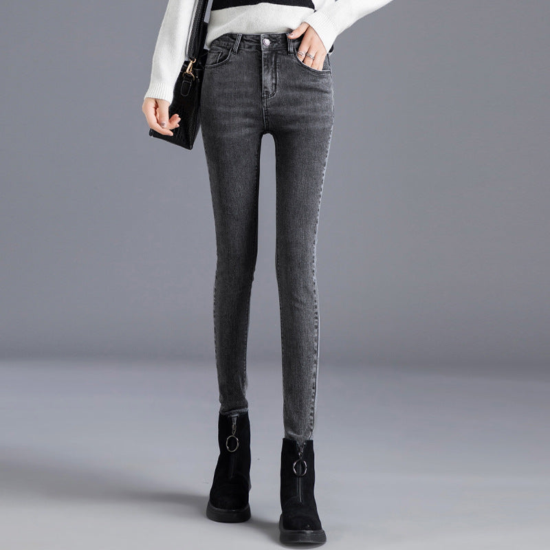 Women's Tight-fitting High-waisted Denim Trousers