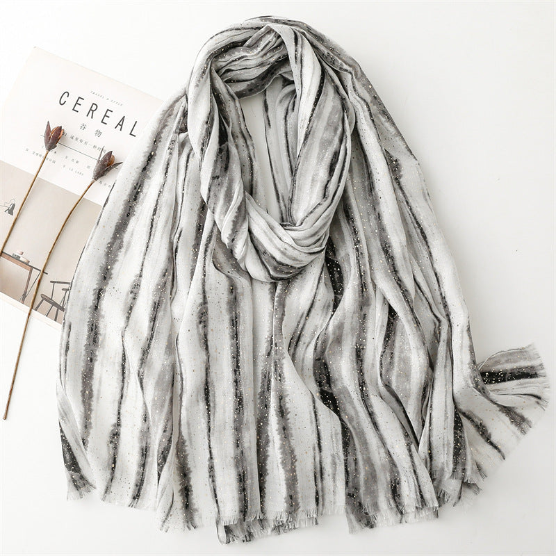 Gilding Bamboo Forest Gradient Burr Silk Scarf Warm Shawl