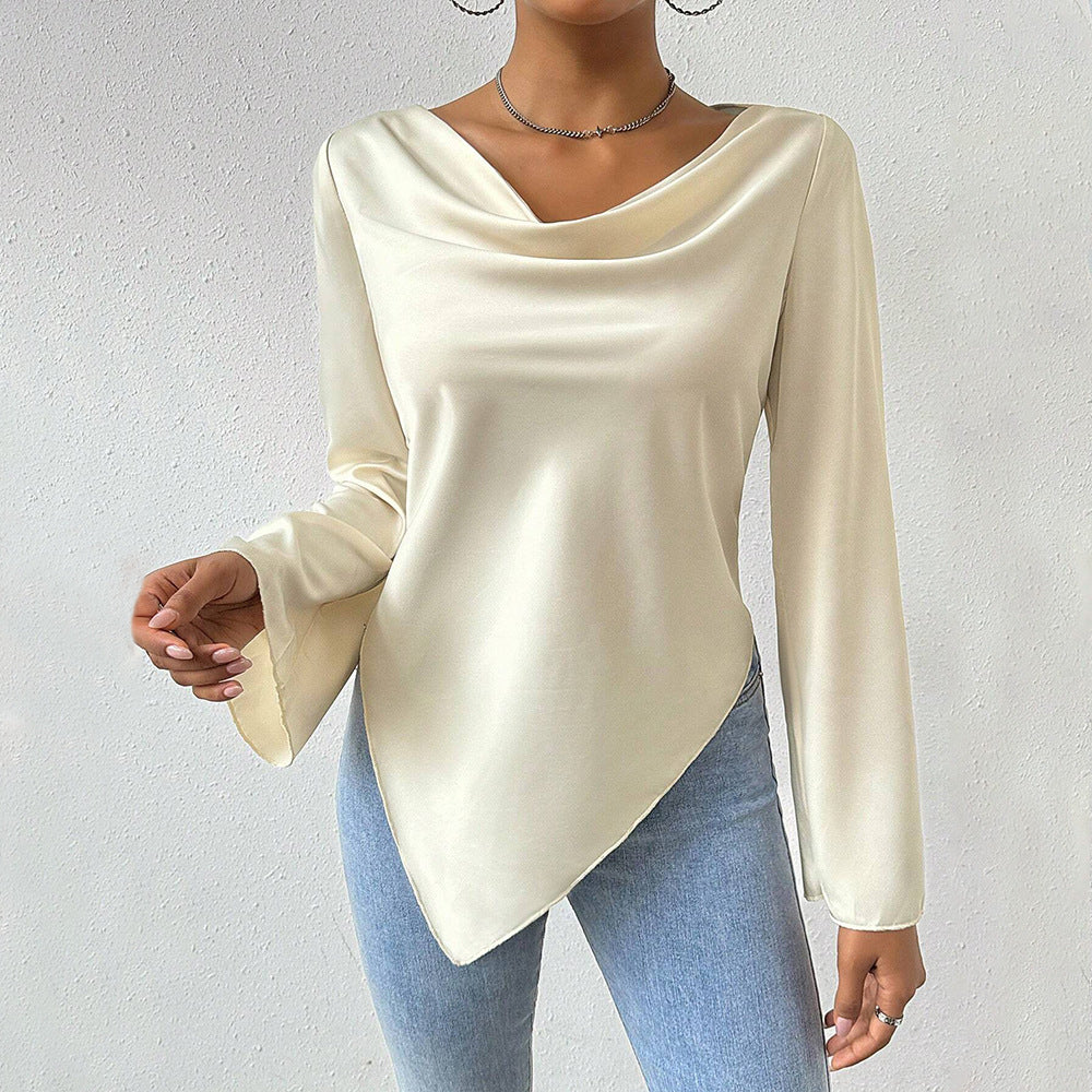 Ladies' Mature And Intellectual Style T-shirt Elegant And Aloof Long-sleeved Top For Autumn And Winter