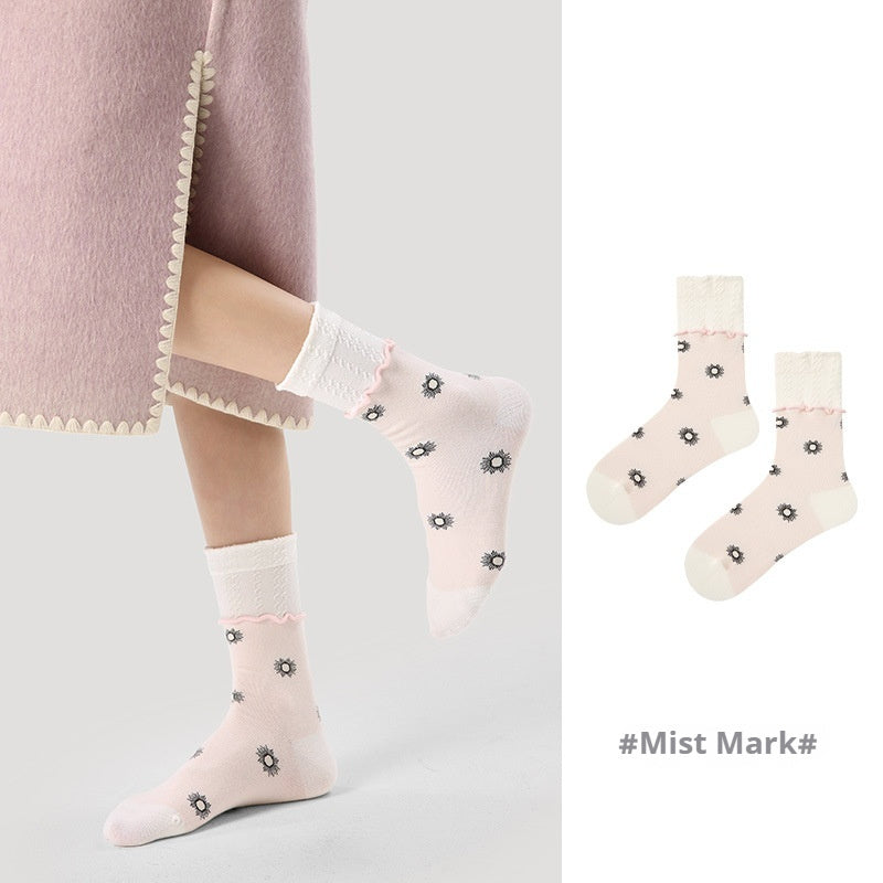 Niche Vintage Court Style Thin Middle-long Stockings