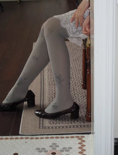 Floral Silk Stockings Slimming Thin Pantyhose