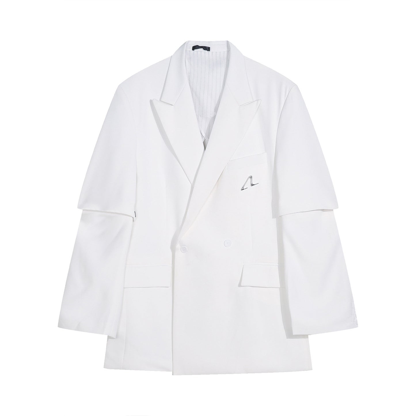 Metal Label Design Detachable Short Sleeve Padded Shoulder Suit