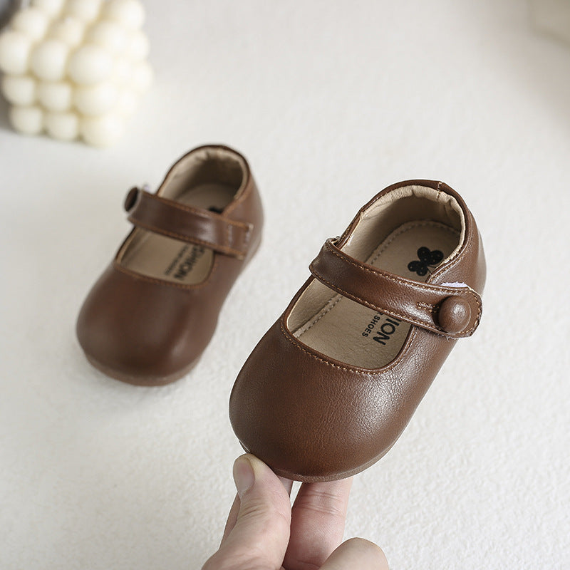 Girls' Shoes Solid Color Soft-soled Toddler Velcro