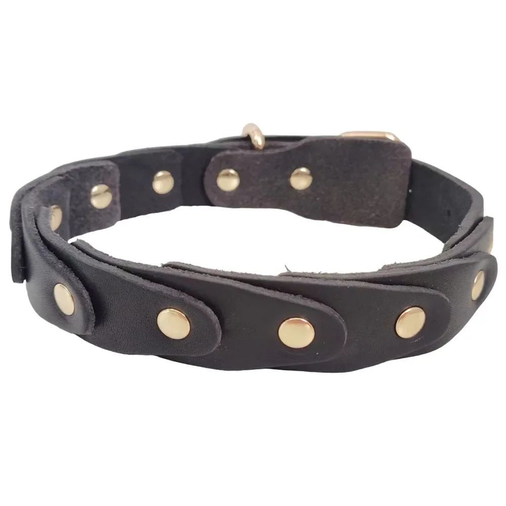 Real Leather Dog Collar Genuine Leather Buckle Connection Collar Durable For French Schnauzer Border Collie Pet Collar