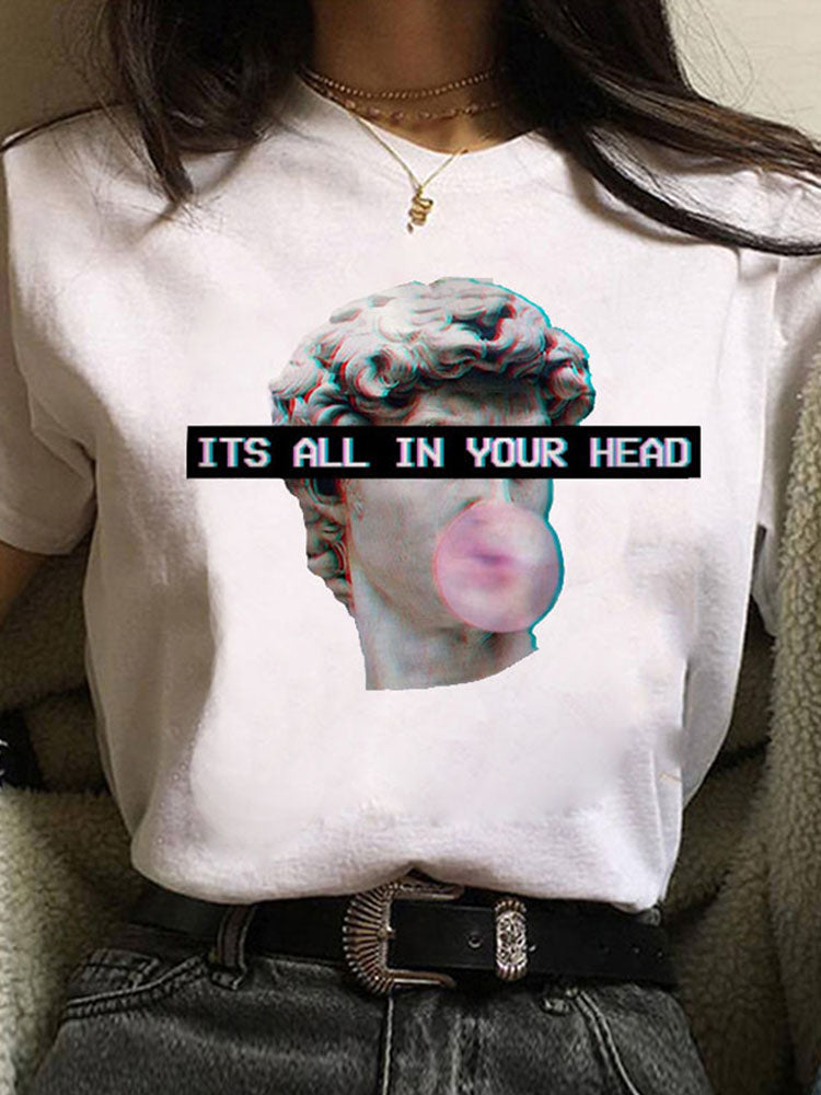 Europæisk og amerikansk alfabettryk kortærmet T-shirt