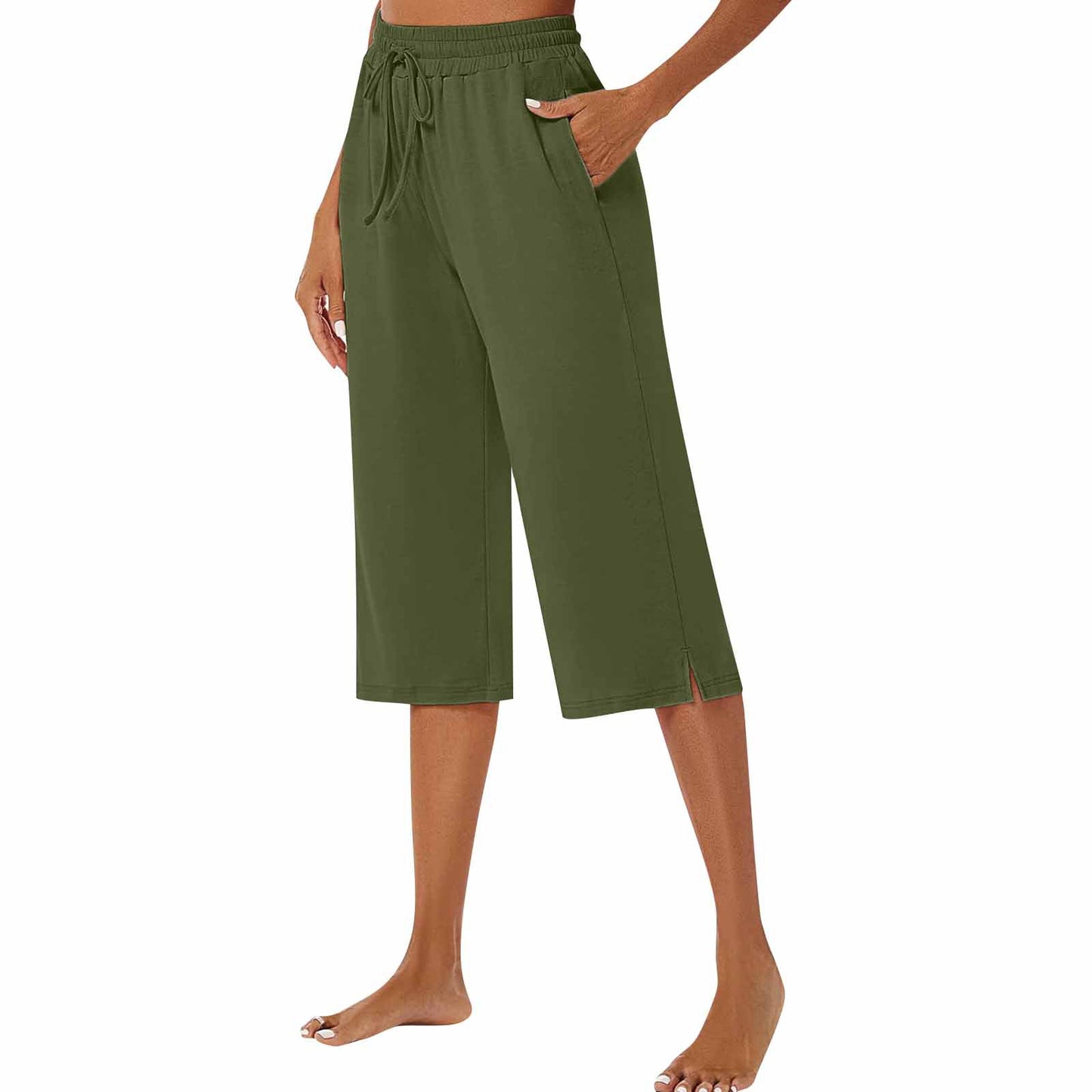 European American Polyester Wide-leg Pants Women's Casual Pants Artistic Retro Drape Slim Shorts
