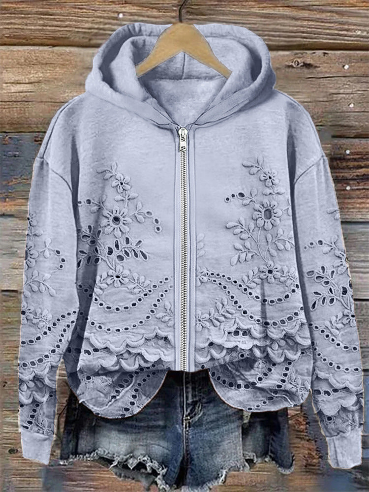 Casual Digital Printing Hooded Women's Sweater