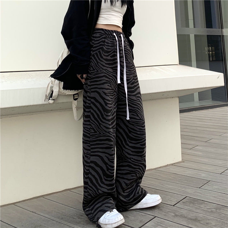 Men's And Women's Thickened Printed Wide-leg Casual Pants