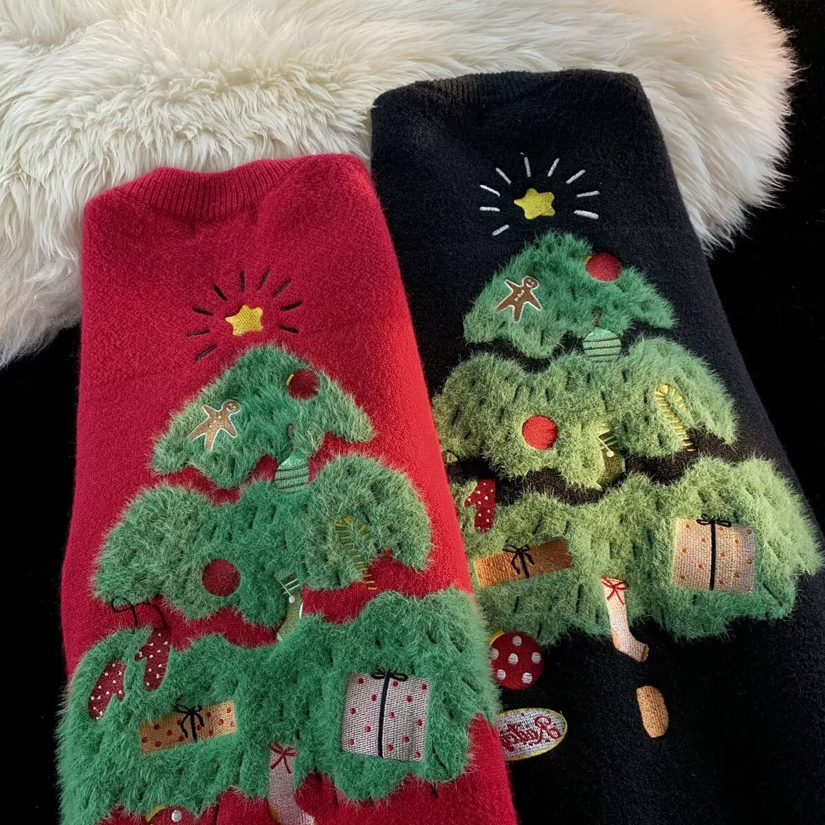 Jul design fornemmelse efterår og vinter løs par strik sweater