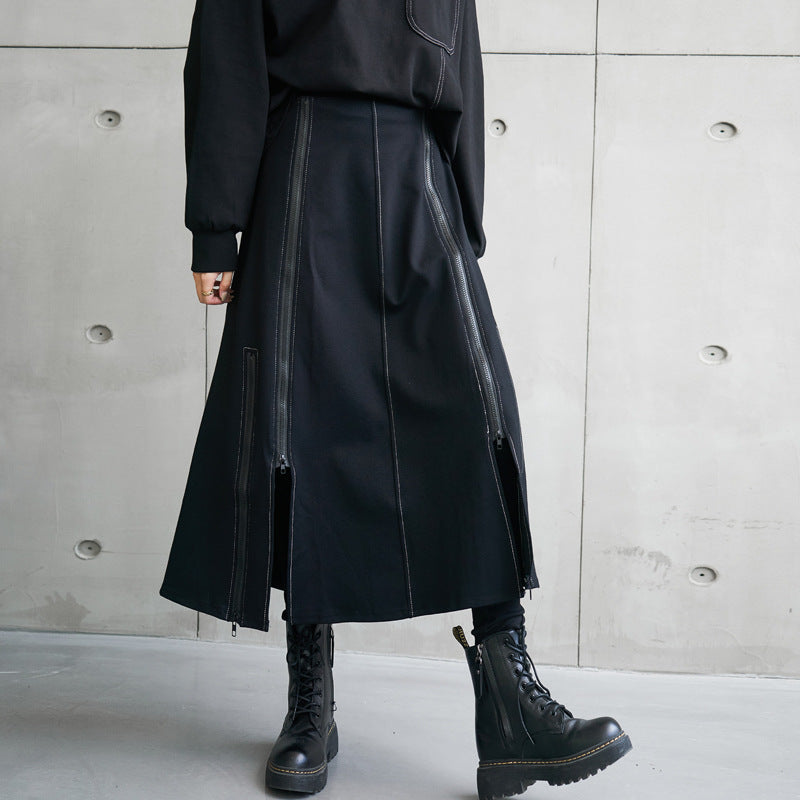 Womens Mid-Length Asymmetrical A-Line Skirt