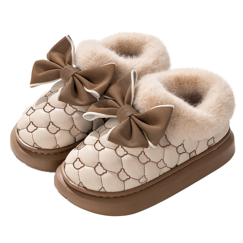 Good-looking Bow Waterproof Cotton Shoes Women's Bag Winter Match