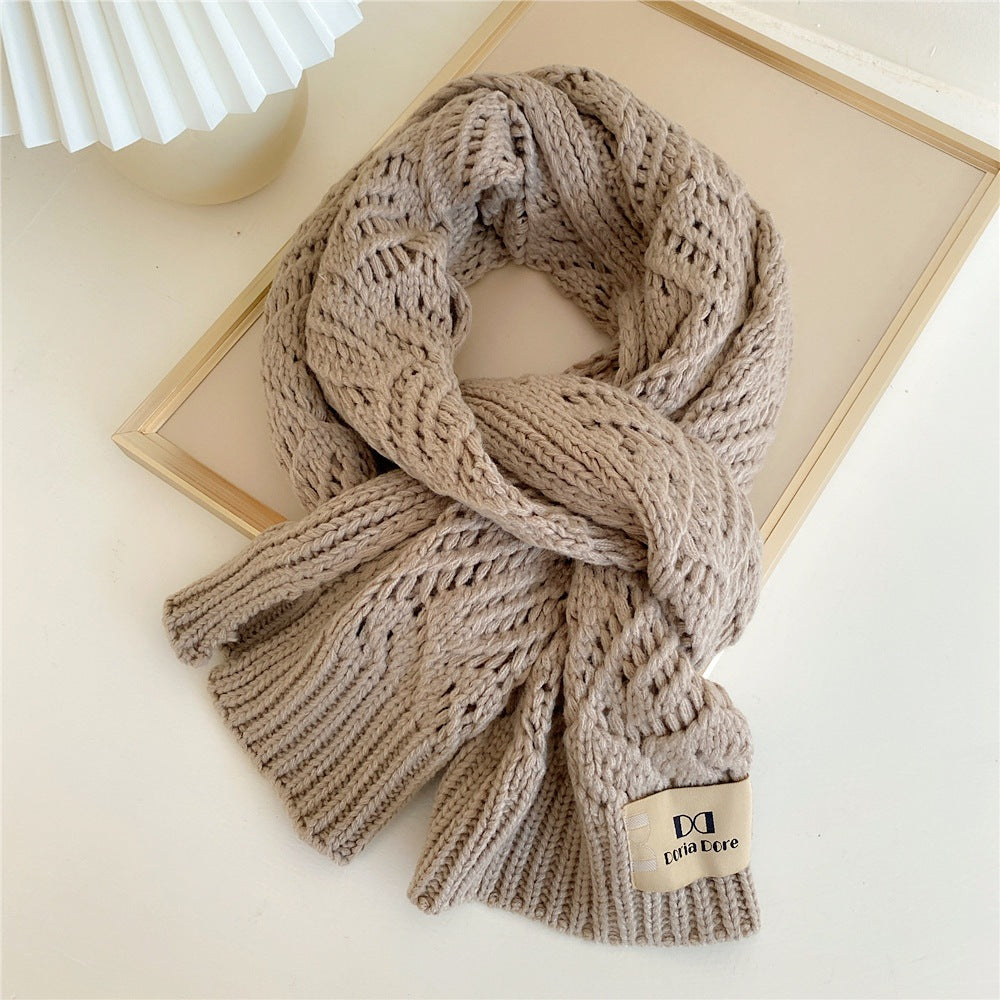 Women's All-match Earth Color Knitted Woolen Scarf