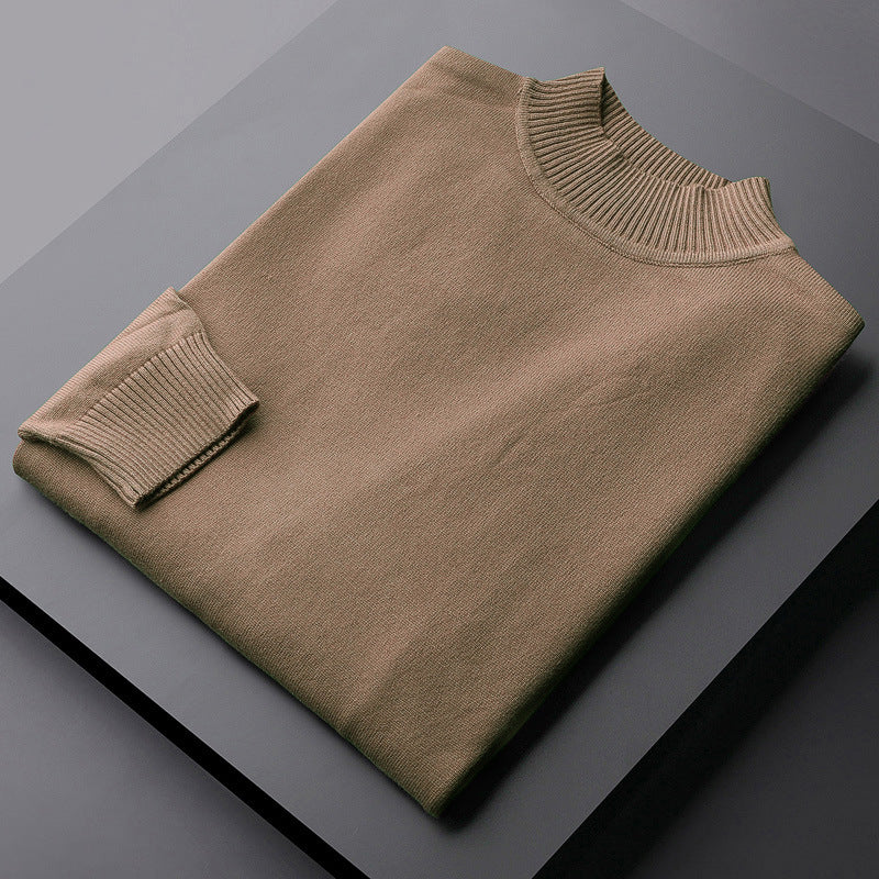 Langærmet sweater mænds efterår og vinter termisk hovedbeklædning halv rullekrave