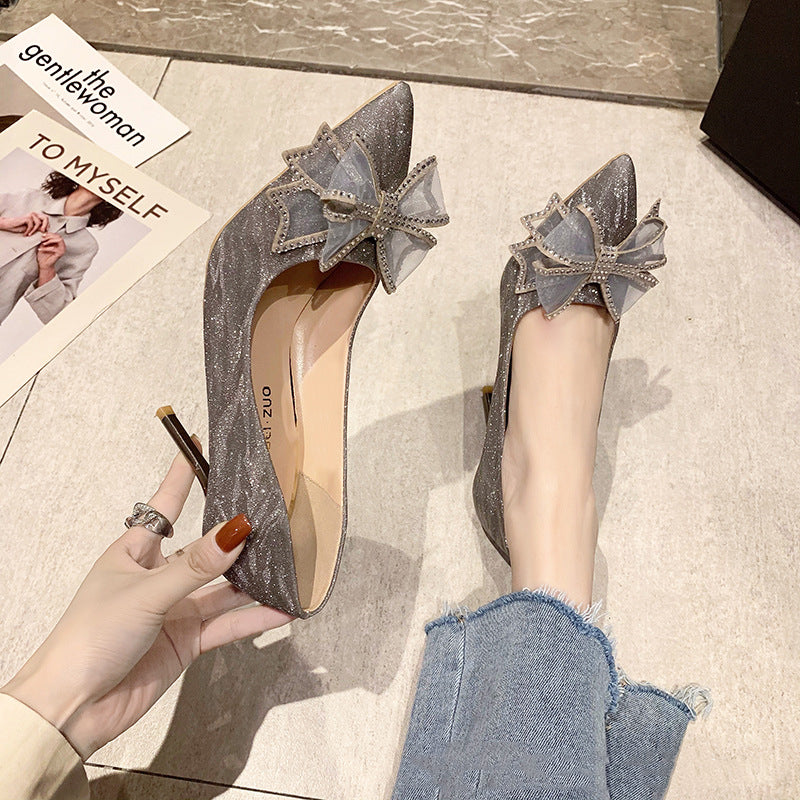 Stiletto Butterfly Pointed Toe French Shoes Are Not Tired