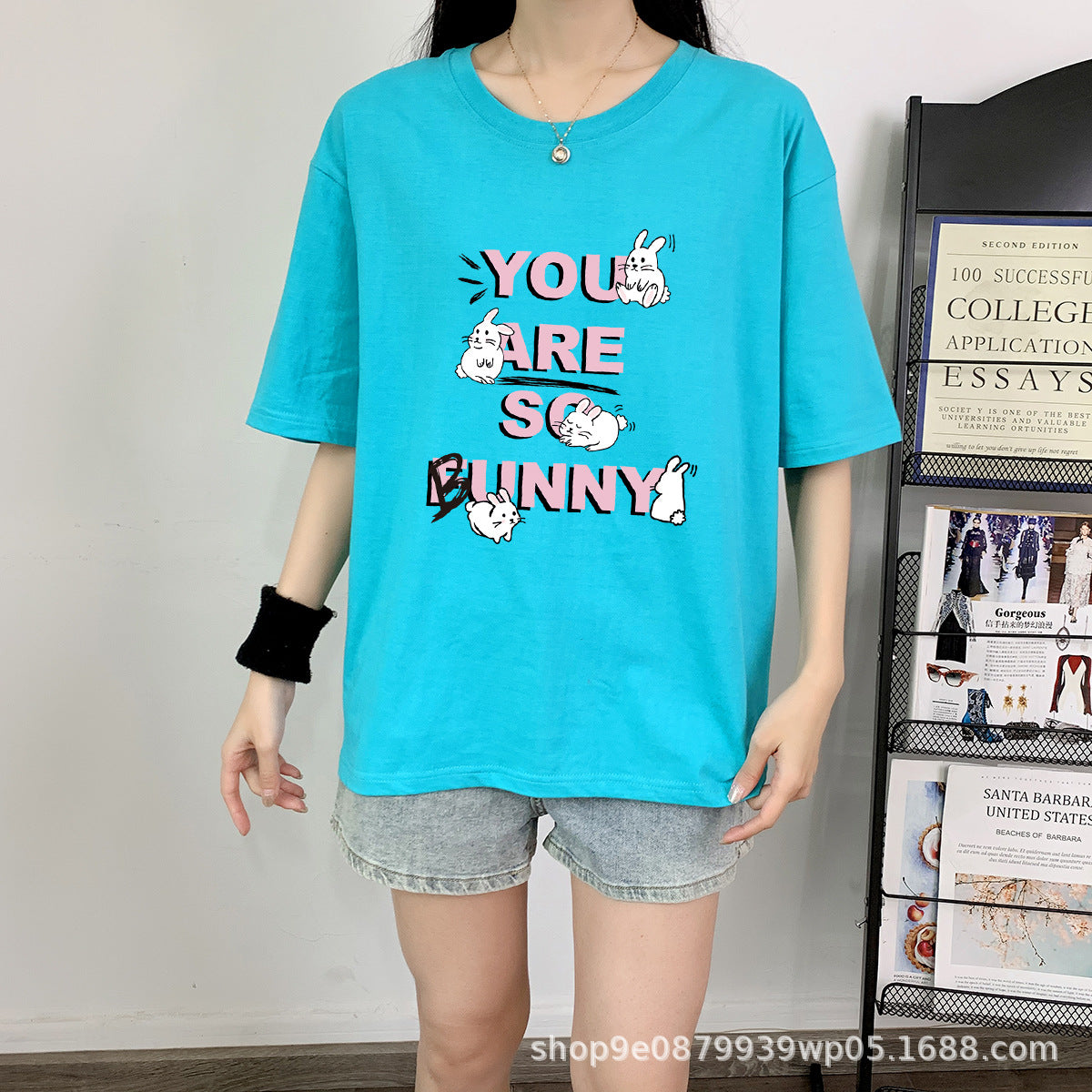 Rabbit Cotton Schoolgirl Short Sleeve Top