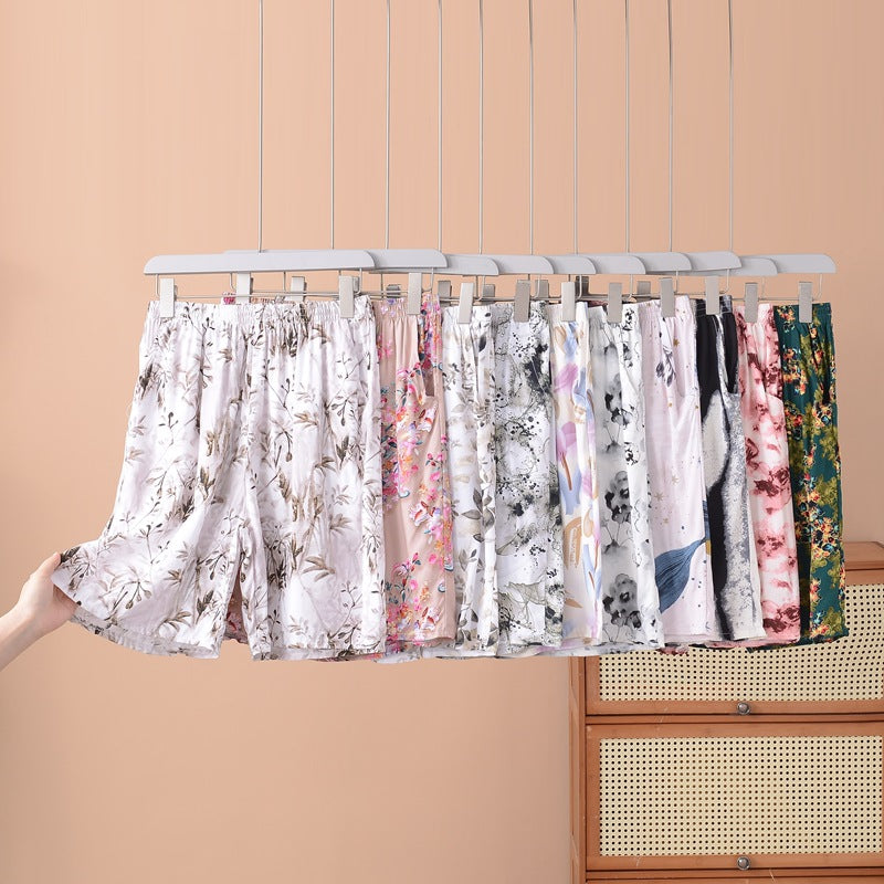 Women's Loose-fit Cotton-silk Floral-print Shorts