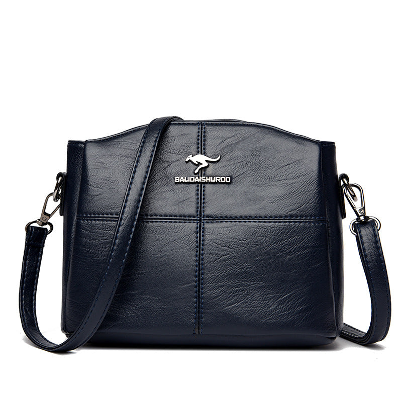Korean-style Womens Shoulder Soft Leather Versatile Design Large Capacity And Embroidered Crossbody Bag