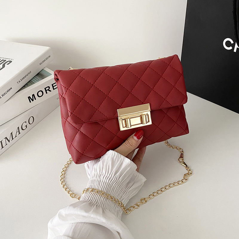 All-match Diamond Plaid Embroidered Women's Twist Lock Bag