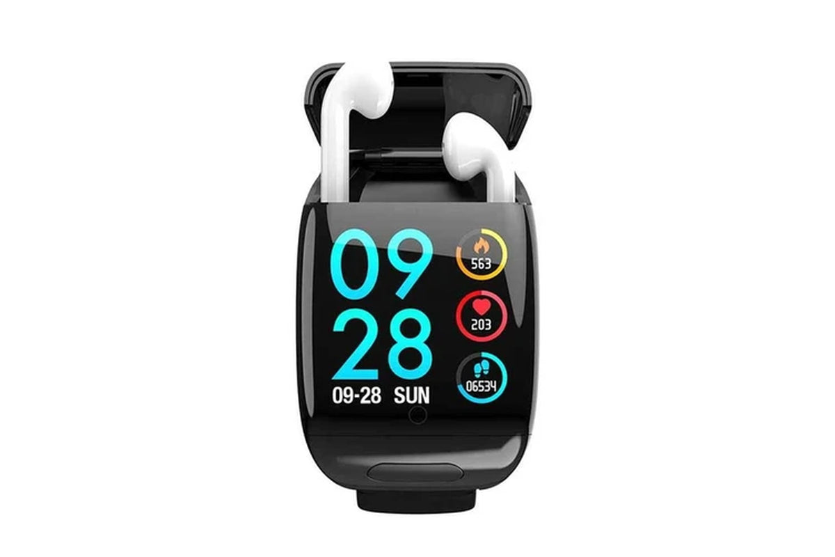 Sports Smart Watch with Bluetooth Wireless Earphone Smart Wristband Heart Rate Blood Pressure Monitor Smart Watch Men Women