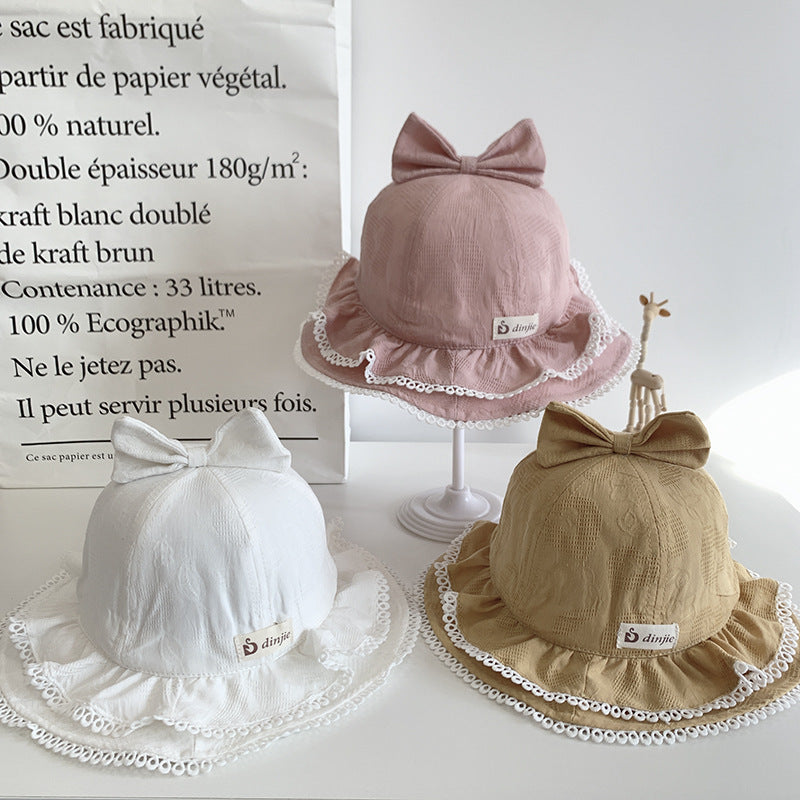 Bow Double Ruffle Brim Soft Princess Hat Basin