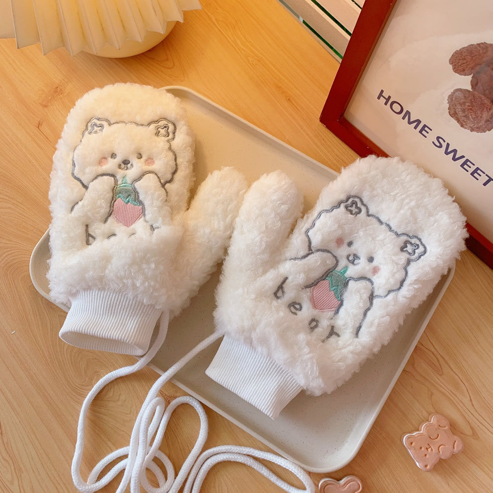 Chacha Bear Student Gloves With Lanyard