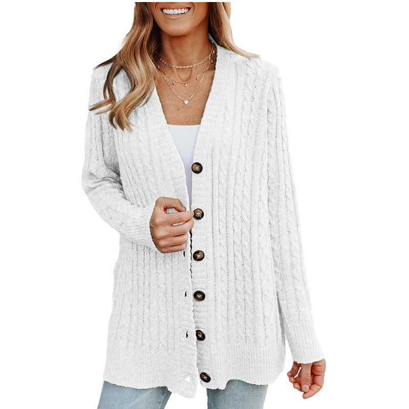 Casual Loose Mid-length Knitted Cardigan Sweater
