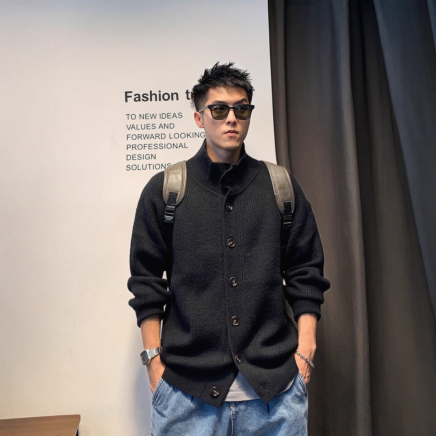 Mens Retro Casual Cardigan Sweater In American Style